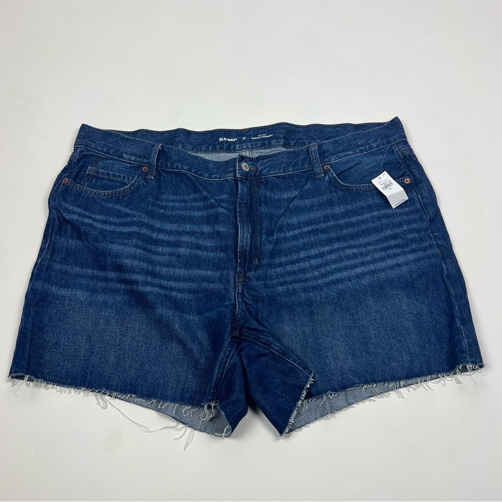 Old Navy NWT High Rise Slouchy Straight Denim Shorts Dark Wash Size 20